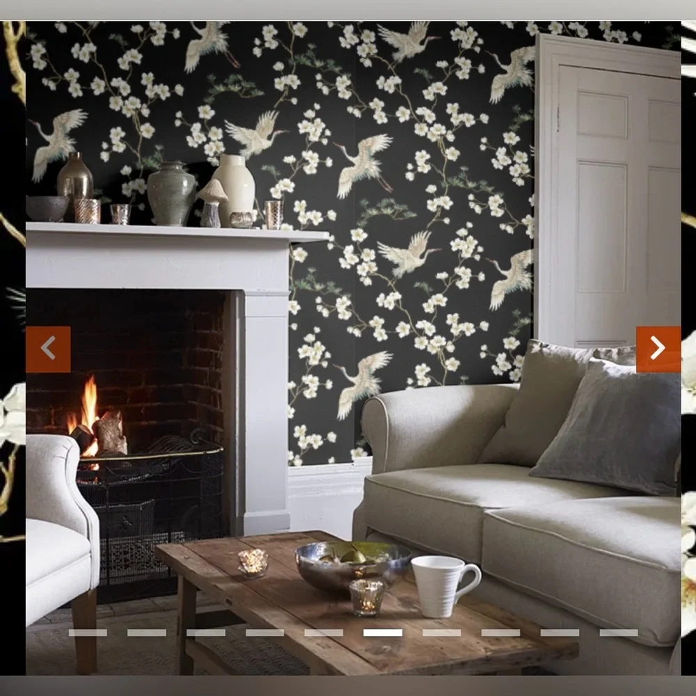 New Anthropologie Home Decor Carl Robinson Swothins Crane & Blossom Wallpaper